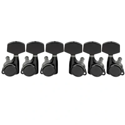 Abbildung von Musiclily Pro 3L3R Gitarren Locking Tuners Mechaniken 18:1 Ratio Tuning Pegs Keys Machine Heads für LP SG Style E Gitarre/Akustikgitarre, Schwarz mit Big Hex Button