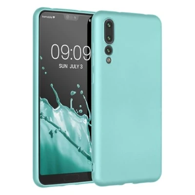 Abbildung von kwmobile Handyhülle kompatibel mit Huawei P20 Pro Hülle weiche Silikon Case metallisch schimmernd in Metallic Mintgrün