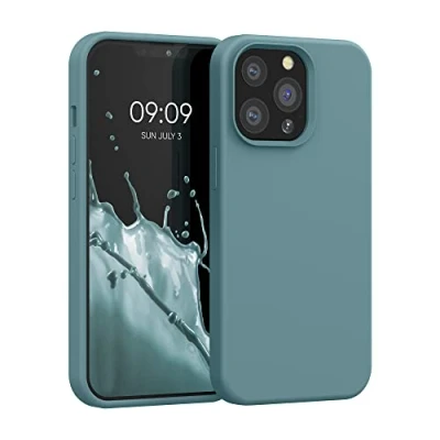 Abbildung von kwmobile Hülle kompatibel mit Apple iPhone 13 Pro Silikon Handy Case Handyhülle weiche Oberfläche kabelloses Laden Arctic Night