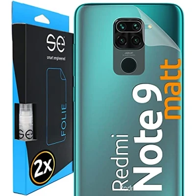 Abbildung von [2 Stk.] Entspiegelte 3D Schutzfolie für die Rückseite kompatibel mit Xiaomi Redmi Note 9, matt, selbstheilender Schutz vor Schmutz und Kratzern, Backcover, Alt. Schutzglas