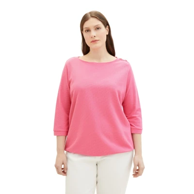 Abbildung von TOM Tailor PLUS MIT Knopfdetails Langarmshirt, Damen, Größe: 44, Carmine pink