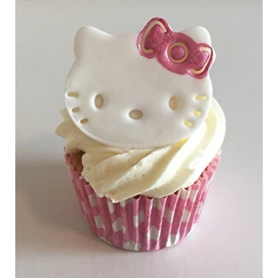 Abbildung von 6 Handgemachte Kuchendekorationen aus Zucker: Hello Kitty