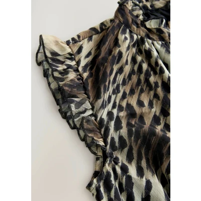 Abbildung von Next Regular FIT Printt Tiered Maxikleid, Damen, Größe: 38, Animal leopard print
