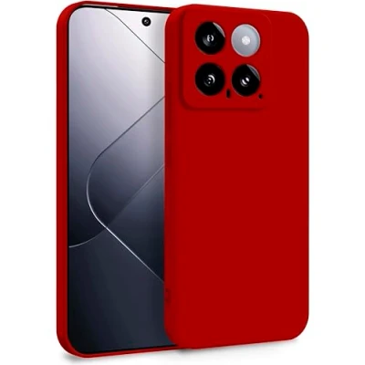 Abbildung von MyGadget Silikon Hülle kompatibel mit Xiaomi 14 Zweilagige Handyhülle Kameraschutz Cover Innenfutter &amp; außen Rot