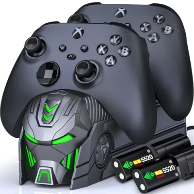 Abbildung von GAMSINGY Xbox Controller Akku Ladestation für One/Xbox Series X&amp;S Controller, 2x5520 mWh (2x2300 mAh) kompatibel mit One S/X/Elite,Xbox X/S