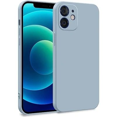 Abbildung von MyGadget Hülle kompatibel mit iPhone 12 Zweilagige Handyhülle Kameraschutz Cover Innenfutter &amp; Silikon außen Hell Blau
