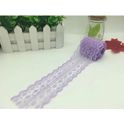 Abbildung von Yulakes 20 Meter Vintage Spitzenbordüre 4.5cm Breite, Spitzenborte Spitzenband ，Dekorband, Handwerk, Schleifband (lila)