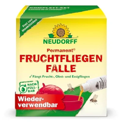 Abbildung von Neudorff Permanent FruchtfliegenFalle, 1360, 4005240050729, 1 Packung = Falle und 2 Beutel Lockstoff à 30 ml
