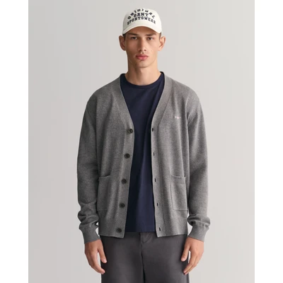 Abbildung von GANT Classic Vneck Strickjacke, Herren, Größe: Medium, Dark grey melange