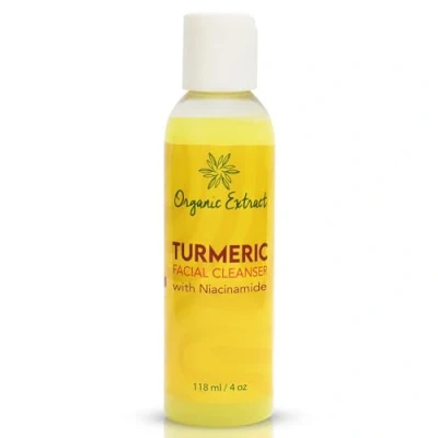 Abbildung von ORGANIC EXTRACT Kurkuma Gesichtsreiniger 4 fl oz / 118 ml Peeling, täglicher für Altersflecken, Sonnenschäden mit Niacinamid
