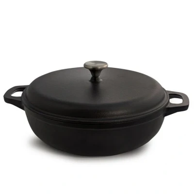 Abbildung von osoltus Bratpfanne Gusseisen Bauernpfanne m. Deckel 30cm dunkelgrau