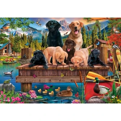 Abbildung von Schmidt Spiele Puzzle 1000 Teile Hundefamilie am See 59778, Puzzleteile