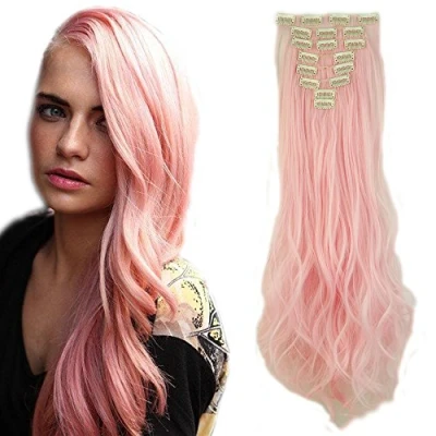 Abbildung von SEGO Clip in Extensions Haarverlängerung Haarteil 8 Tresssen wie Echthaar glatt Schwarz 23&quot;(58cm) 140g