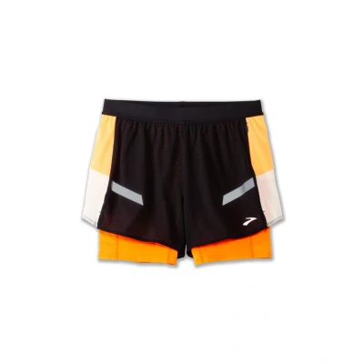 Abbildung von Brooks kurze Sporthose, Damen, Größe: 32/34, Black ecru fluoro flash