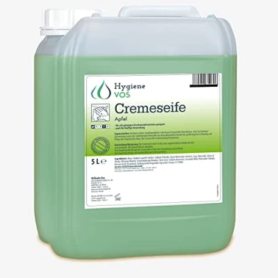 Abbildung von Hygiene VOS Cremeseife Apfel 5 Liter milde Waschlotion Seifencreme für alle gängigen Druckspendersysteme und Seifenspender