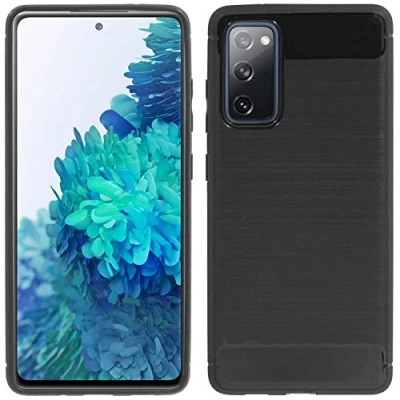 Abbildung von cofi1453® Silikon Hülle Bumper Carbon kompatibel mit Samsung Galaxy S20 FE (G780F) Case TPU Soft Handyhülle Cover Schutzhülle Schwarz