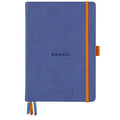 Abbildung von Rhodia 118778C GoalBook (DIN A5, 14,8 x 21 cm, 120 Blatt, dot Lineatur, 90 g, elegant und praktisch) 1 Stück, Zaphirblau