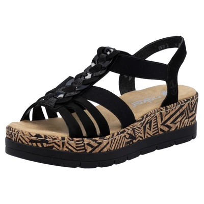 Abbildung von Rieker Plateausandalette, Damen, Größe: 36, Schwarz Schuhe