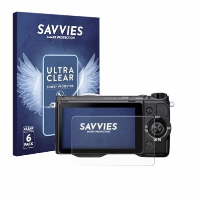 Abbildung von Savvies 6 Stück Schutzfolie für Sony Alpha NEX 5R Displayschutz Folie Ultra Transparent
