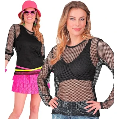 Abbildung von W WIDMANN MILANO Party Fashion Netzoberteil für Damen, langarm Netzshirt, Shirt Festival, Karneval