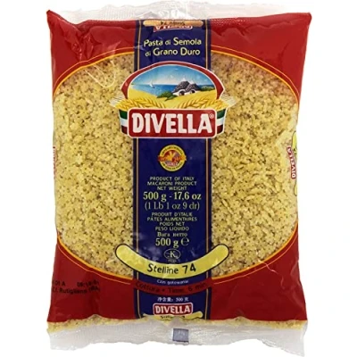 Abbildung von 24x Divella Stelline N. 74 Hartweizengrieß Pasta Italienische Nudeln 500g Packung + Italian Gourmet Polpa di Pomodoro 400g Dose