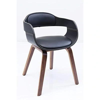 Abbildung von Kare Design Stuhl Costa Walnut, braun/schwarz, Bürostuhl, Esszimmerstuhl, Armlehne, Rückenlehne, Lederoptik, gepolstert, 75x53x51cm (H/B/T)
