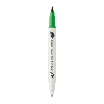 Abbildung von Pentel Brush Sign Pen Twin SESW30C Faserschreiber, 2 pinselähnliche Spitzen, hellgrün (1 Stück)