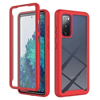 Abbildung von XINNI Hülle für Samsung Galaxy S20 FE, 360 Grad Stoßfeste Schutzhülle mit Integriertem Bildschirmschutz, Robuster Bumper Outdoor Full Body Case, Rot