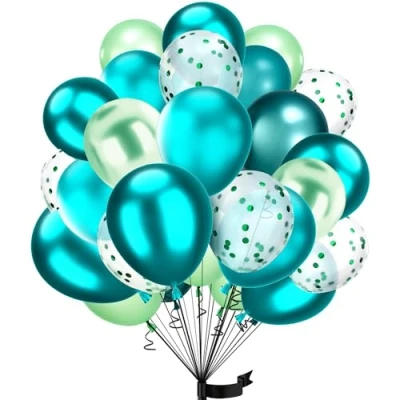 Abbildung von 30Stück Grün Luftballon Set, 12 Zoll Metallic Chrom Weiß Konfetti Ballons Rosa und rosagold Helium ballon Latex,für Kinder Geburtstag, Hochzeit, Babyparty, Dekoration