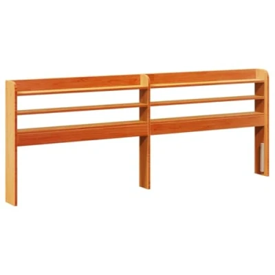 Abbildung von vidaXL Kopfteil, Bettkopfteil mit Ablagen, Freistehend Betthaupt für Holzbett Doppelbett, Holzkopfteil Bettzubehör Schlafzimmer, Wachsbraun 180cm Massivholz Kiefer