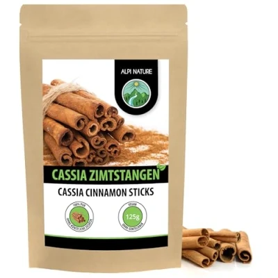 Abbildung von Zimtstangen Cassia (125g), Zimt ganz 7 8cm, 100% naturrein, schonend getrocknet, natürlich ohne Zusätze, vegan