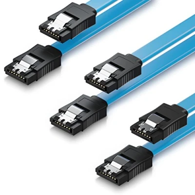 Abbildung von deleyCON 3x 50cm SATA III Kabel im Set S ATA 3 Datenkabel HDD SSD Verbindungskabel Anschlusskabel Metall Clip 6 GBit/s 2 Gerade L Type Stecker Blau
