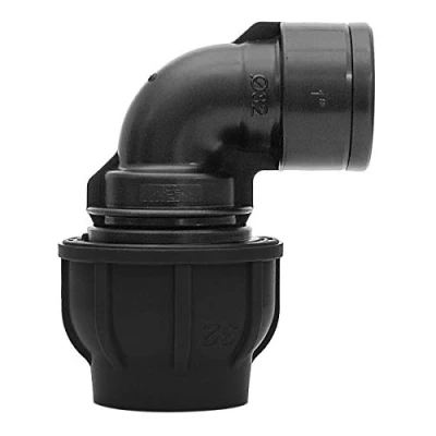 Abbildung von PE Verschraubung Winkel 90 Ø 32 mm x 1&quot; IG mit Klemmverschraubung für Rohr Gewindeanschluss Ideal die Trinkwasserversorgung, Hausbrunnen oder Gartenbewässerung