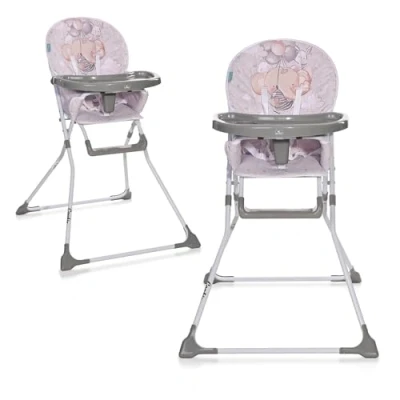 Abbildung von Lorelli Kinderhochstuhl klappbar, Kinderstuhl Cookie, Hochstuhl für Babys ab 6 Monate bis 15 kg, klappbarer Babyhochstuhl mit 5 Punkt Sicherheitsgurt, grau