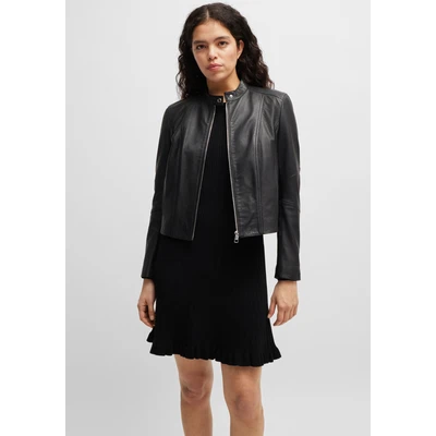 Abbildung von BOSS ORANGE Lederjacke &quot;Saleste Premium Damenmode&quot;, mit Stehkragen