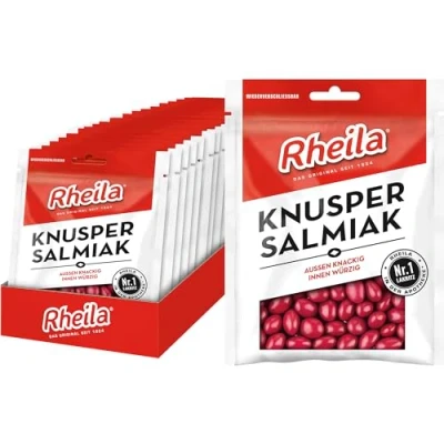 Abbildung von Rheila Knusper Salmiak 1.800g Dragees mit Starklakritz Kern laktosefrei wohltuender markanter Geschmack würzig im (20x90 g)