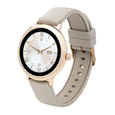 Abbildung von Fitnesstracker mit Herzfrequenz Puls Blutdruck Schlaf Schritte Farbdisplay Smartwatch Armband Uhr 9715 (Beige + Schwarz)