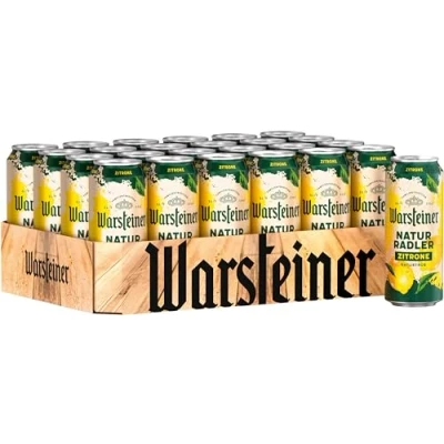 Abbildung von Warsteiner Naturradler Zitrone mit 2% Alkohol, naturtrübes Radler, Dosenbier EINWEG (24 x 0.5 L Dose)