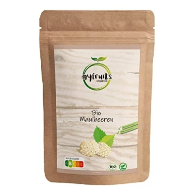 Abbildung von myfruits getrocknete Bio Maulbeeren, 750g, sonnengetrocknet, ohne Zusätze. Aus kontrolliert biologischem Anbau, weiße Maulbeeren