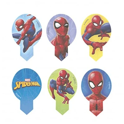 Abbildung von Dekora Dekorapin Tortendeko Essbar zur Dekoration von Kuchen, Cupcakes oder Muffins Spiderman 20 Oblaten aus Esspapier 6,5 x 4 cm