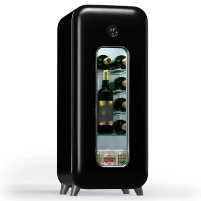 Abbildung von Klarstein Freistehender Weinkühlschrank 1 Zone, Getränkekühlschrank Klein, Kleiner Weinschrank, Wein Kühlschrank Klein mit Glastür, Indoor/Outdoor Flaschenkühlschrank, Wine Fridge, 15 Flaschen
