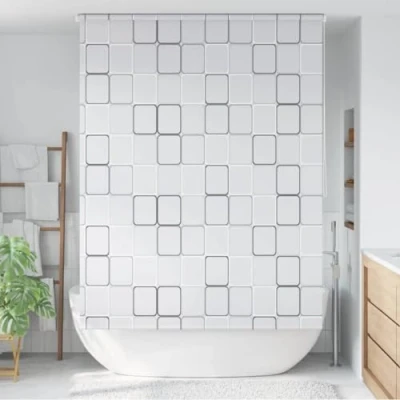 Abbildung von vidaXL Duschvorhang Duschrollo 160x240 cm Quadratmuster Breite 160