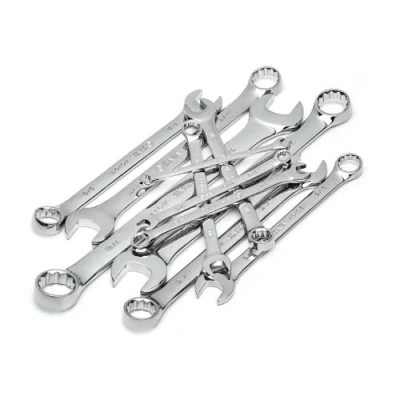 Abbildung von SATA ST09021SJ Ringmaulschlüssel, Gabelringschlüssel, Gabelschlüssel, Schraubenschlüssel Set 1/4&quot;/6,35 mm 7/8&quot;/22,225 mm, Zollgrößen poliert aus CR V Stahl mit Träger zur Aufbewahrung 11 Tlg.