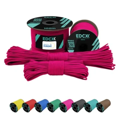 Abbildung von EdcX 2 mm Nylon Paracord 275 (15, 30, 50 and 100 m) 100% Rope, 3 Strand Cord, Cord in Many Colours (Sofit Pink, 15