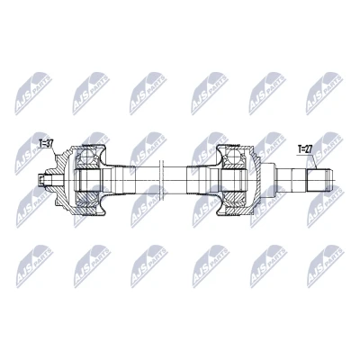 Abbildung von NTY NPW BM 227 Antriebswelle Hinterachse rechts 778mm