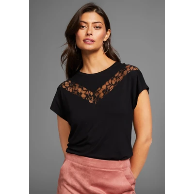 Abbildung von Laura Scott Rundhalsshirt, mit femininer Spitze