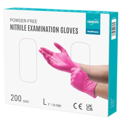 Abbildung von EUROPAPA Nitril Handschuhe Medical Einmalhandschuhe Untersuchungshandschuhe (200, puderfrei ohne Latex, Gummihandschuhe, EN455 EN374) unsteril latexfrei disposible gloves