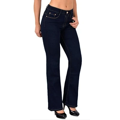 Abbildung von ESRA Jeans Damen Weites Bein Schlaghose Stretch Hose