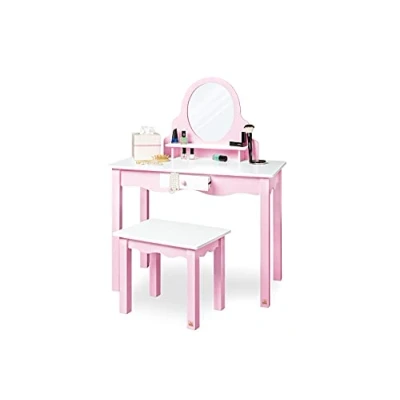 Abbildung von Kinderschminktisch Jasmin direkt von Pinolino, inkl. Hocker, rosa