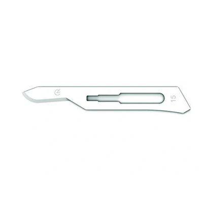 Abbildung von Gima Sterile Klingen aus Kohlenstoffstahl mit abgerundeter Sicherheitsspitze, zum Einmalgebrauch, Nr. 15, 100 einzeln verpackte